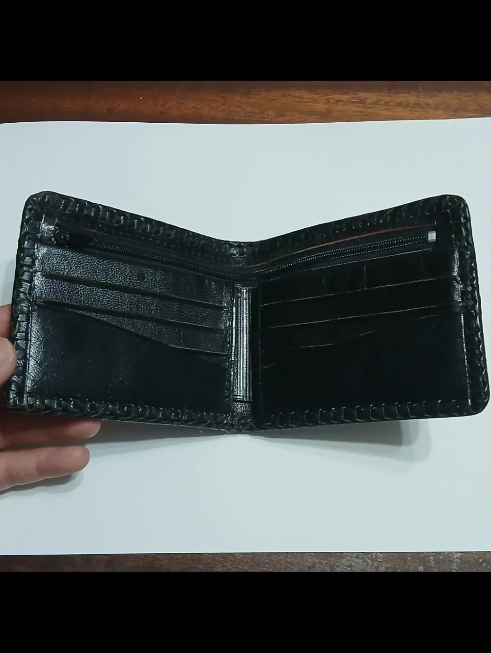 Art. De Piel Black Genuine Leather Mexico Embossed Western Desert Scene Wallet